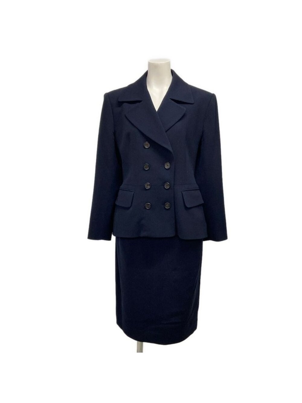 Hermes Skirt Suit Black Double Wool